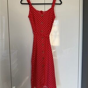 Red Polka Dot Button-Down Dress